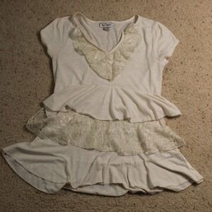 Self Esteem Juniors M Cream Lace Trim Layered Top Blouse Casual